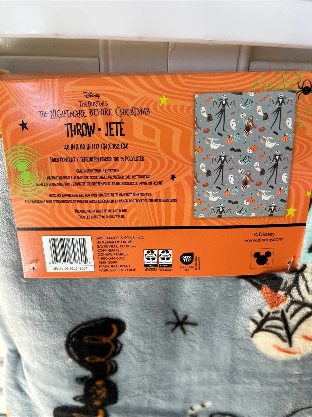 🎃 NWT Disney The Nightmare Before Christmas Super Soft Throw Blanket 46x60 🖤